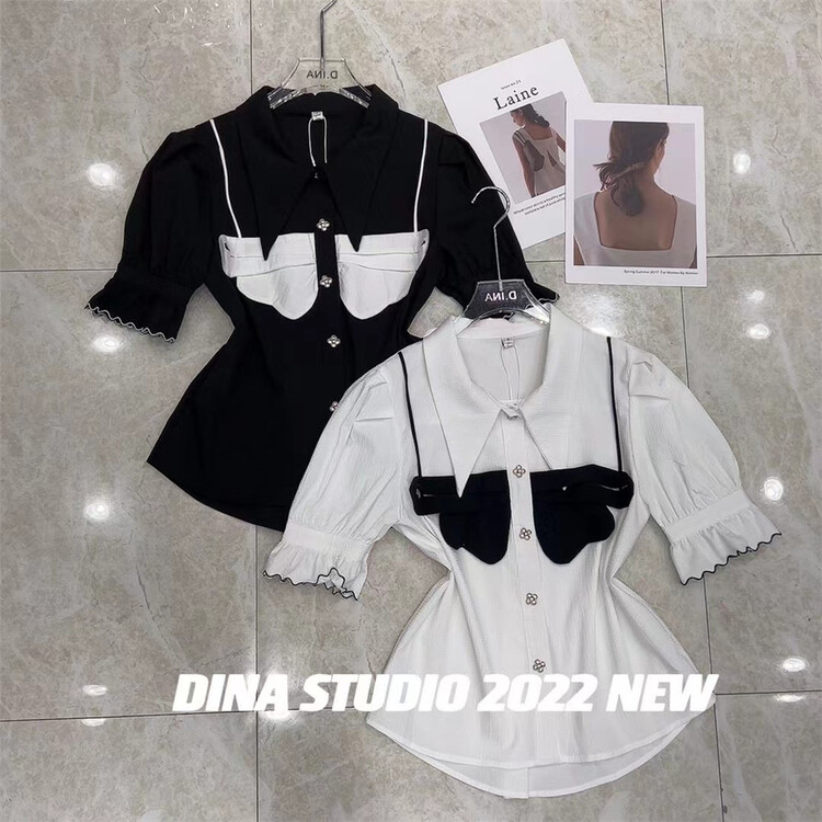 [d.ina] design loose breasted fake two shirts 11323\jj