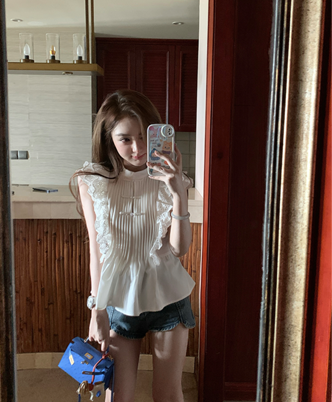 [NC edition/new color] Korean lady Feifei sleeve splicing shirt 9611\zxx