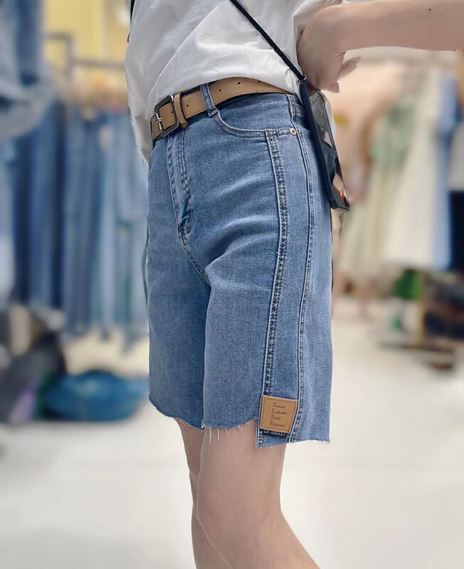 Original price 107.99! [okd] high waisted slim versatile cropped denim shorts (with belt) 52597\zxl
