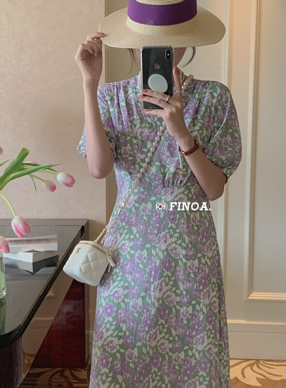 [finoa] Korean casual flower loose dress (dress only) y013\cls
