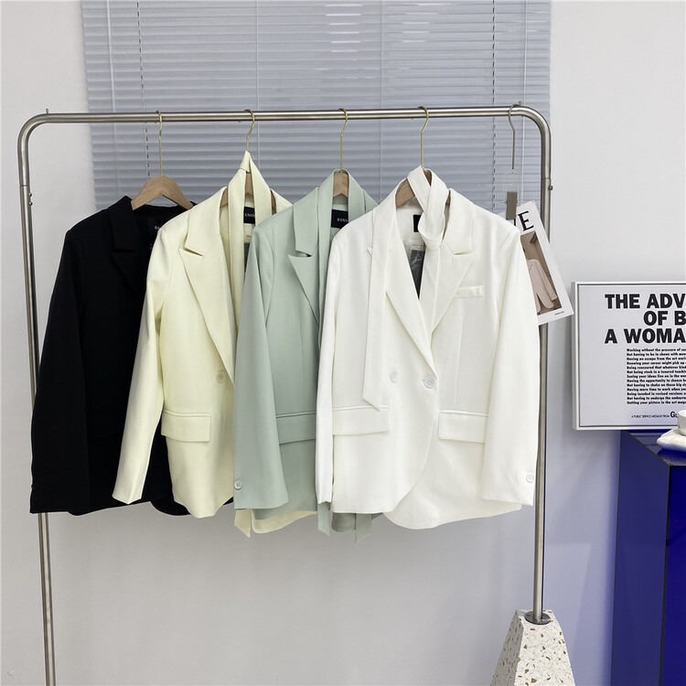[semi plain] loose temperament double button design suit (with belt and pin) a801\zsy