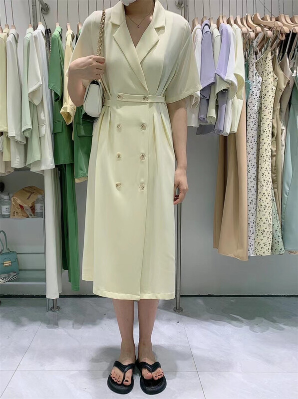 [Fanke Fanke] fashion temperament double breasted slim dress (with belt) 52160\xj