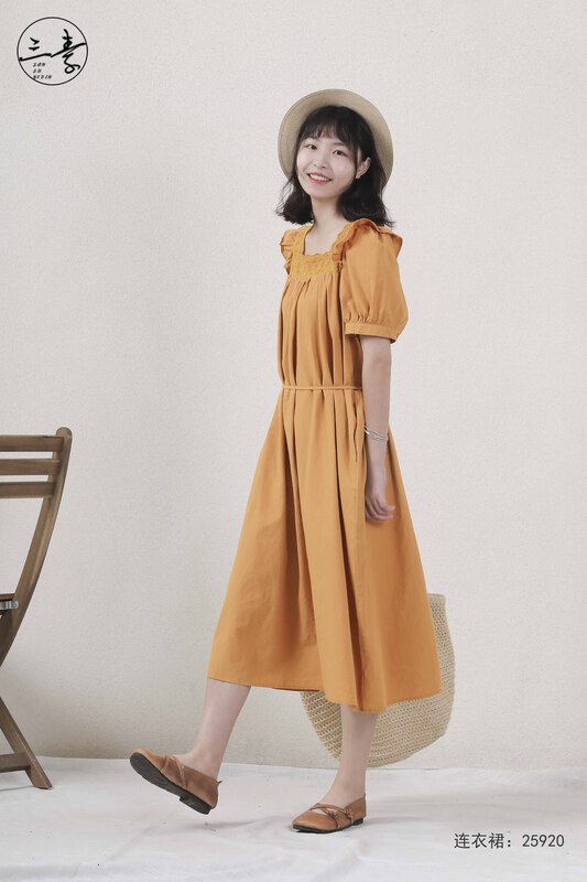 [original of three plain clothes] simple temperament leisure RETRO art dress 25920