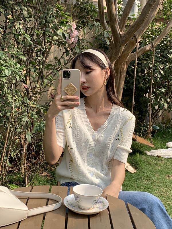 [context sense] Korean embroidered lace knit shirt amnc390-1\csx