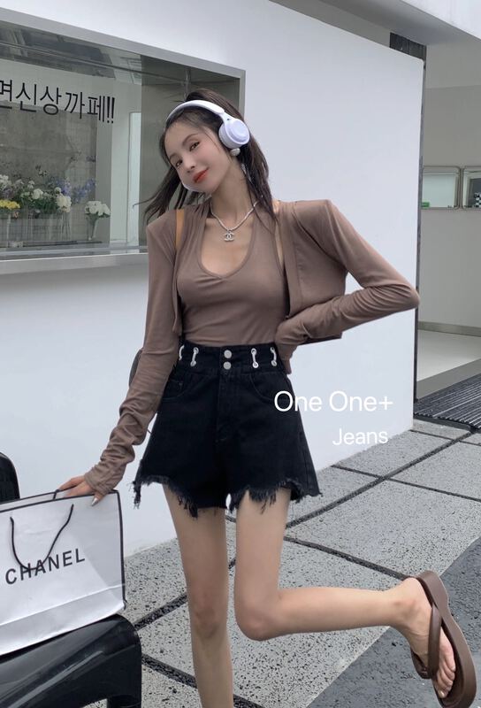 [one one home] Korean tassel simple and versatile jeans 525\zxl