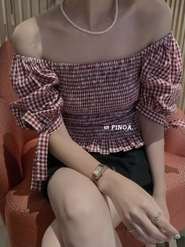 [finoa] age reducing versatile square collar two plaid shirts 10615\jhy