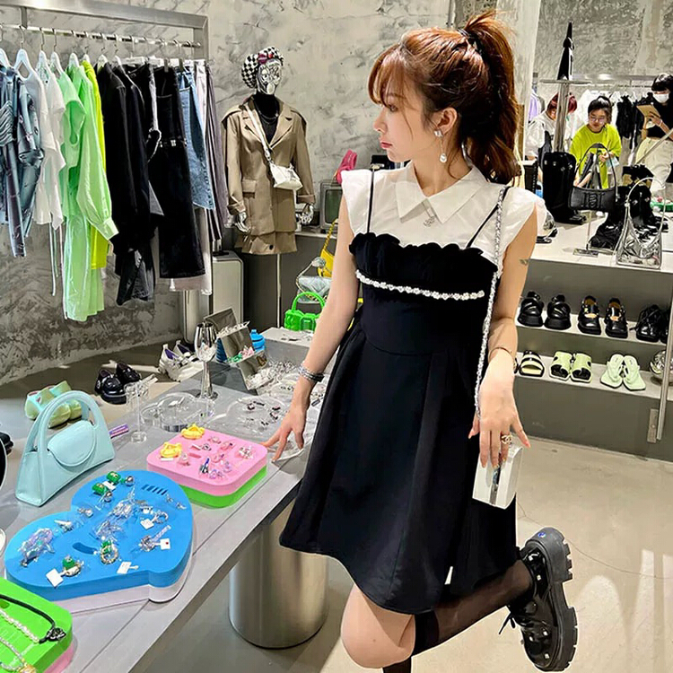 [ouzhengsha] French foreign style high-level sense art waist dress 18880\jj