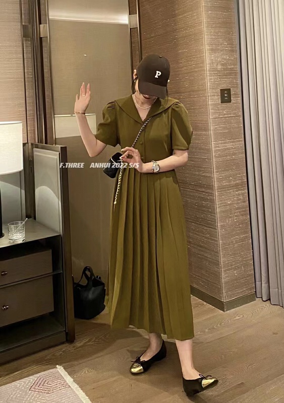 [f.three] thin suit Pleated Dress 95252\xj