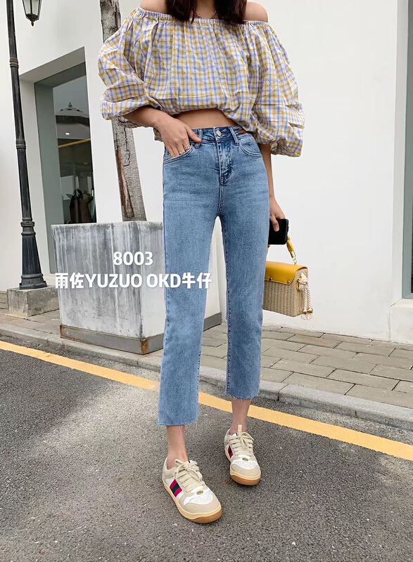 [okd] straight tube versatile western style skinny jeans 8003-00\zxl