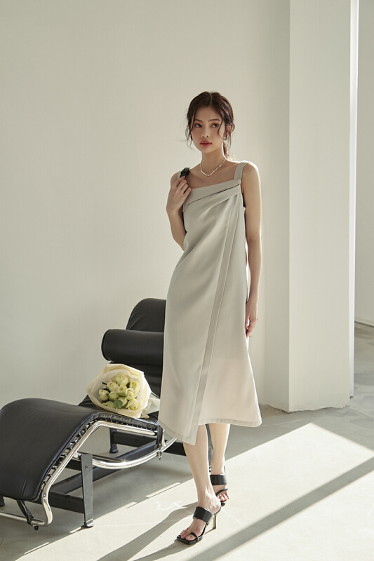 [context sense] square neck design, side split European and American dress tts1470\csx