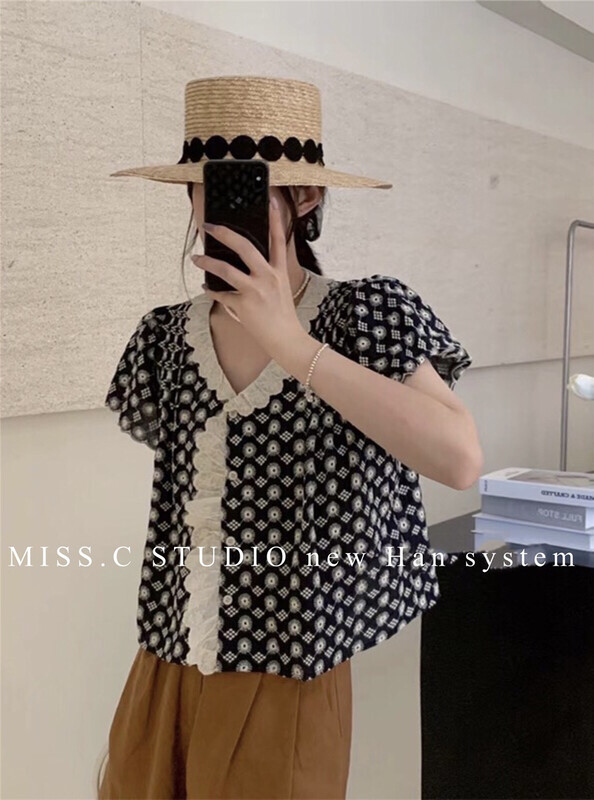 [miss.c studio] Korean lace edge shirt 6018\zxx