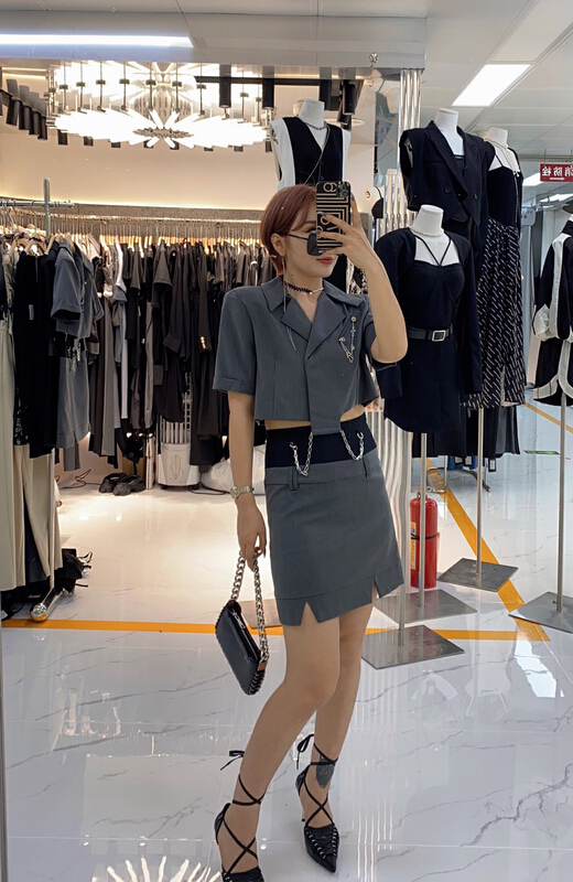 [semi vegetarian] commuting short sleeve suit + design skirt suit u583\zjy