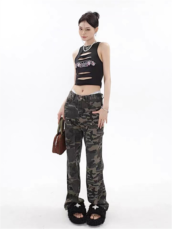 [a+] fashion trend versatile camouflage jeans 8012\ozq