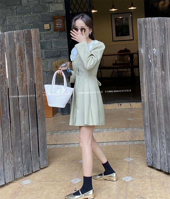 Original price 168.99! [f.three] lace collar waist down suit dress ys1-87178\xj