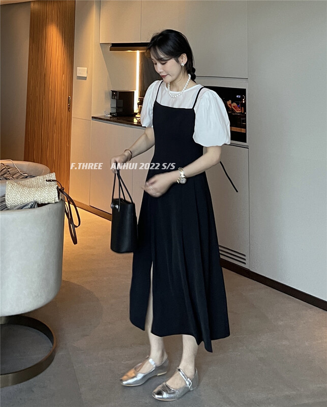 In early summer! [f.three] Korean adjustable suspender dress (excluding the inner layer) 95166\xj
