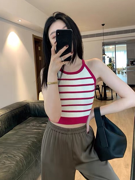 [fox] Pullover sleeveless striped vest / sling 1888\wtt