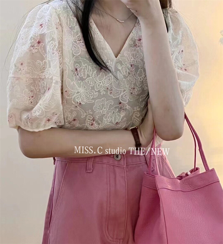 [miss.c studio] Korean fresh floret bubble sleeve shirt 9178\zxx