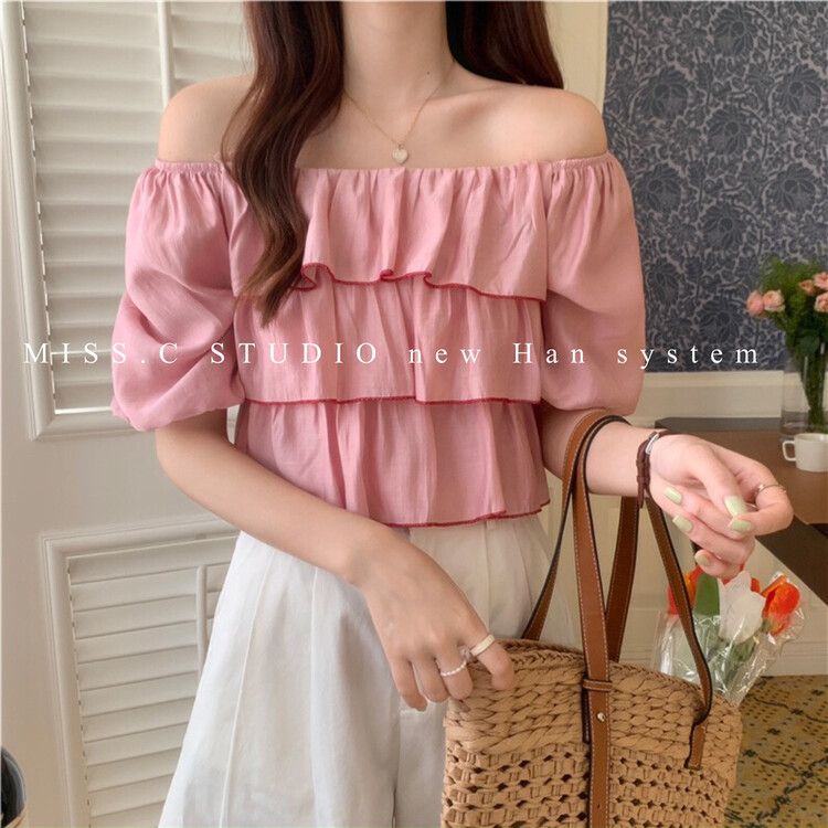 [miss.c studio] square neck bubble sleeve sweet shirt 6010\zxx