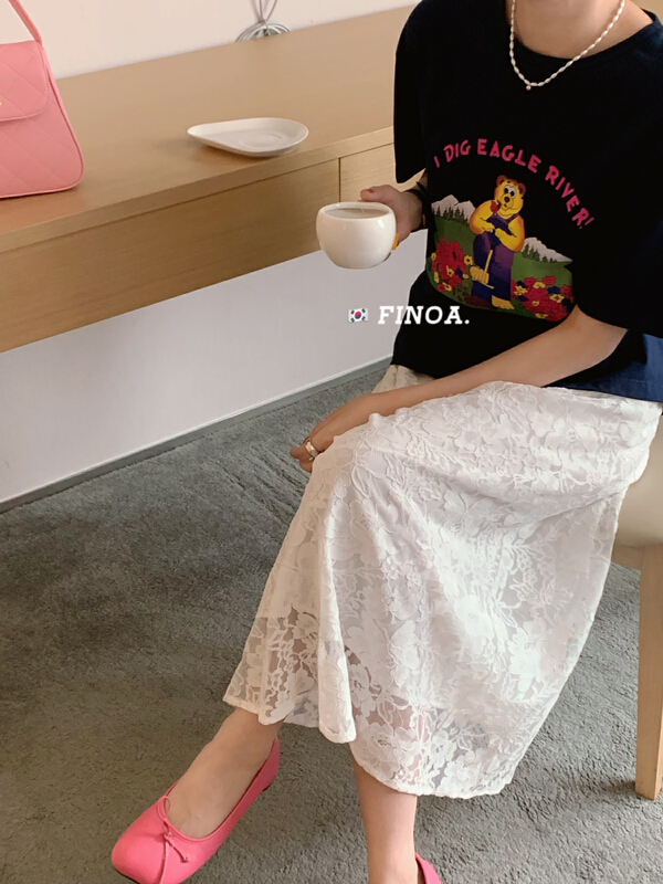 [finoa] Korean Ladies' high-grade flower lace skirt 1121