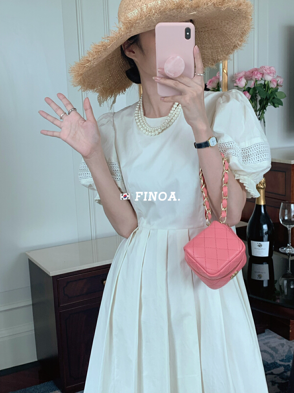 [finoa] Korean casual versatile bubble sleeve dress 1106