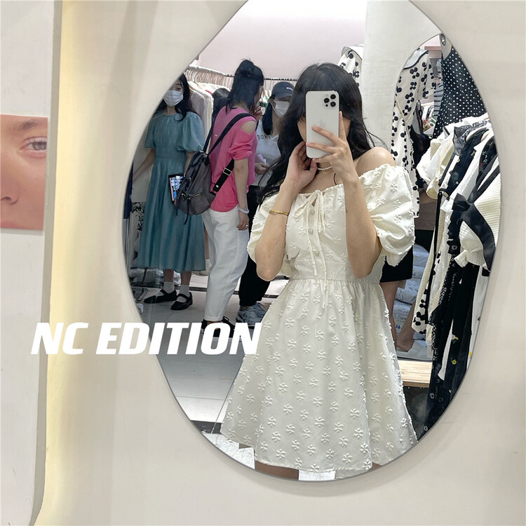 [NC edition/new color] halter neck bubble sleeve Jacquard Dress 9586\zxx