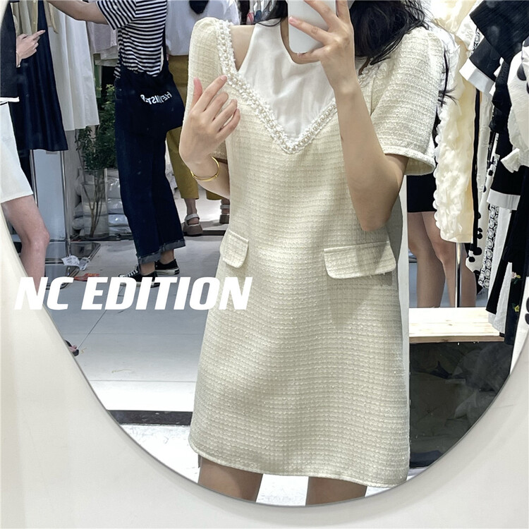 [NC edition/new color] small fragrance temperament nail bead hollow out dress 9583\zxx