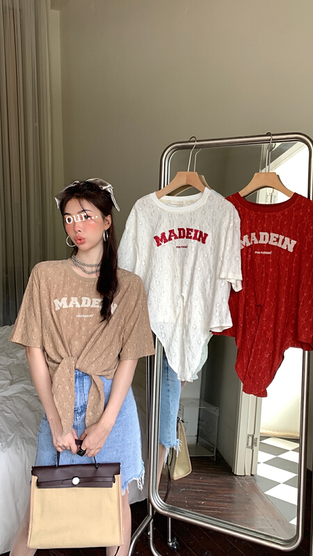 [our] letters fashion casual short sleeve T-shirt 11056\lsw