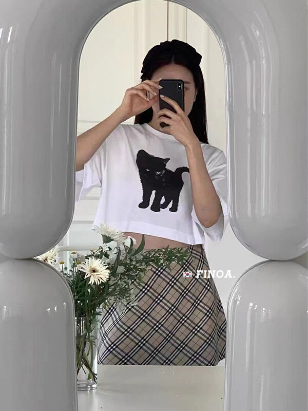 [finoa] Korean casual loose short sleeve T-shirt finoa10575