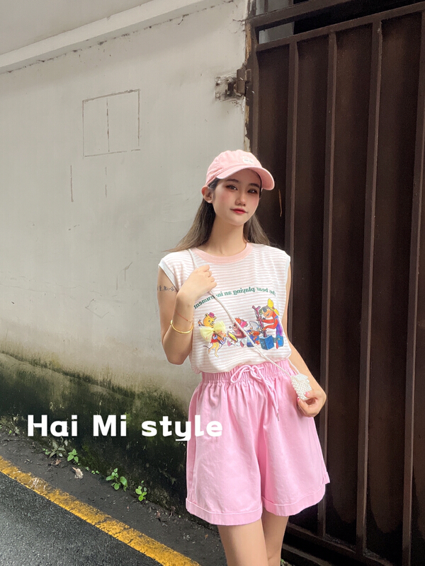 [Haimi] cartoon fashion printed T-shirt 1952\wtt