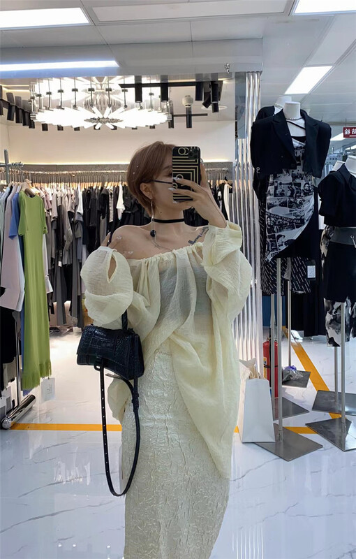 [semi plain] straight neck solid color sunscreen Back Tie Shirt x505\zjy