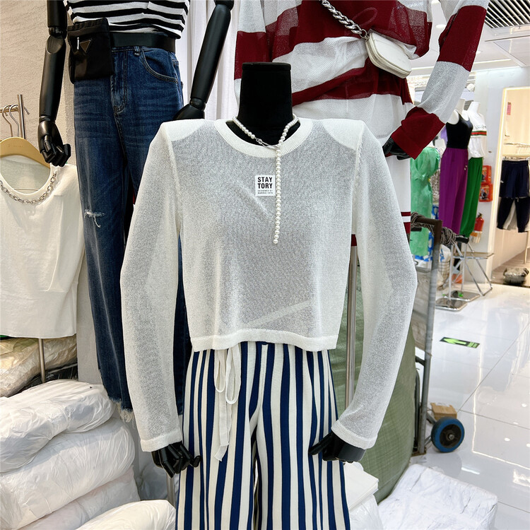 [s'seven] casual round neck stripe long sleeve sunscreen shirt 3028\xyj