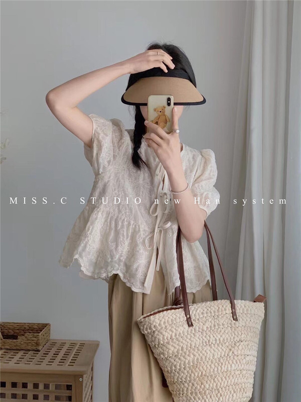 [miss.c studio] lace up jacquard doll shirt (only for small shirts) ys1-9181\zxx