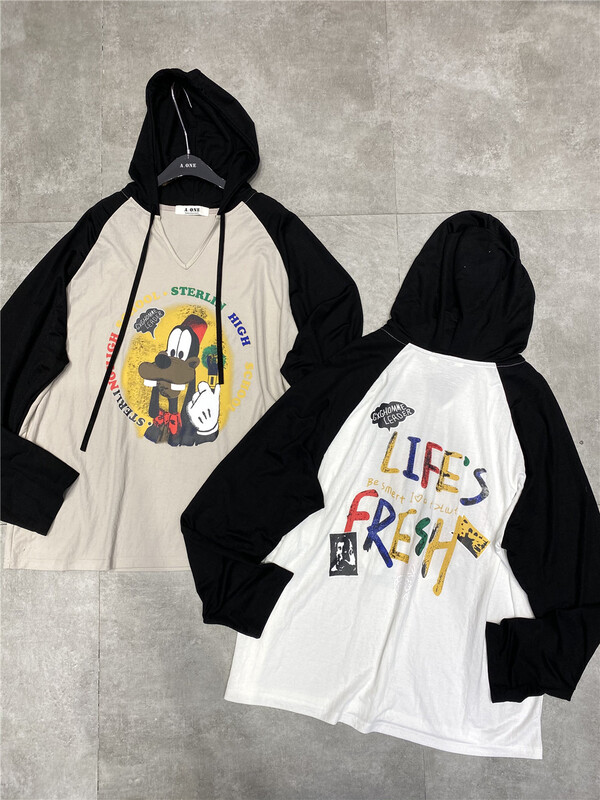 [didi] casual loose color matching hooded sunscreen shirt ys1-8122\ozq