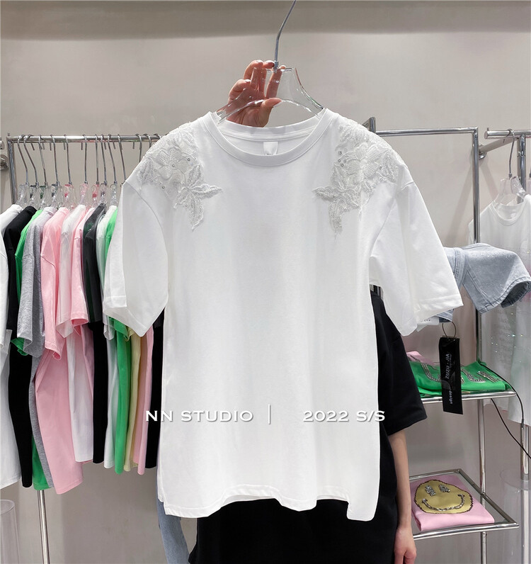 [NN] heavy industry embroidery versatile fashion short sleeve T-shirt 7251\xyy