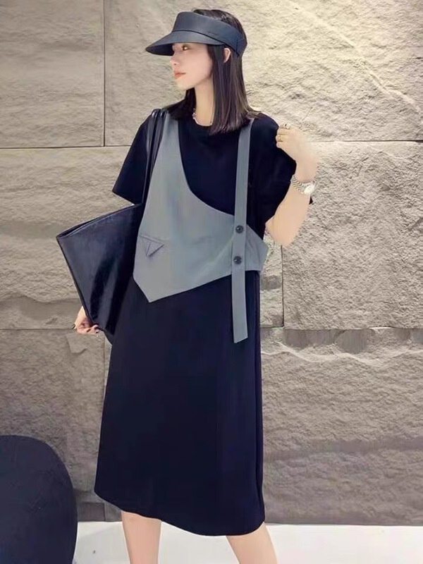 [mozr] short sleeve crimp Pullover dress 9072\xyj