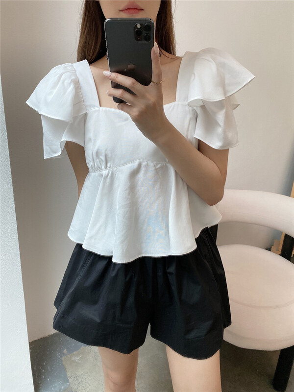 [modern 197] square neck versatile shirt 81199\hyy