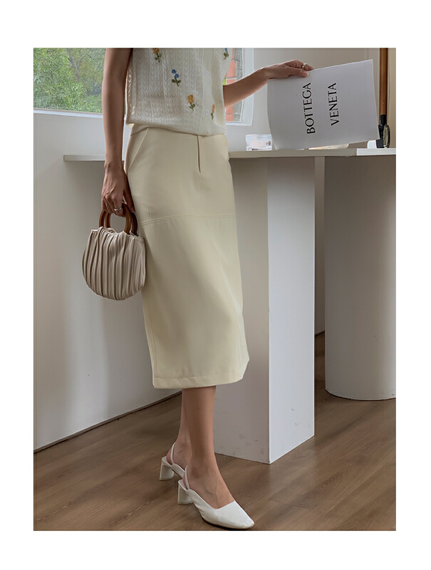 [context sense] temperament high waist thin patchwork skirt atts507-1\csx