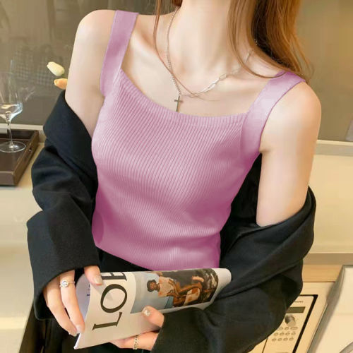 One / two pieces of ice silk suspender vest women's summer  sleeveless top design feeling wearing a blazer outside and backing inside