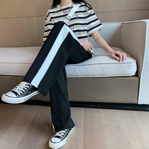 Actual shooting of summer thin new ice silk wide leg pants women's high waist hanging loose casual sports pants