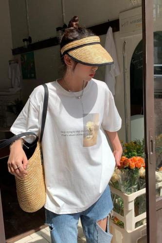 Real price ~ New Korean loose thin round neck lazy summer printed short sleeve T-shirt