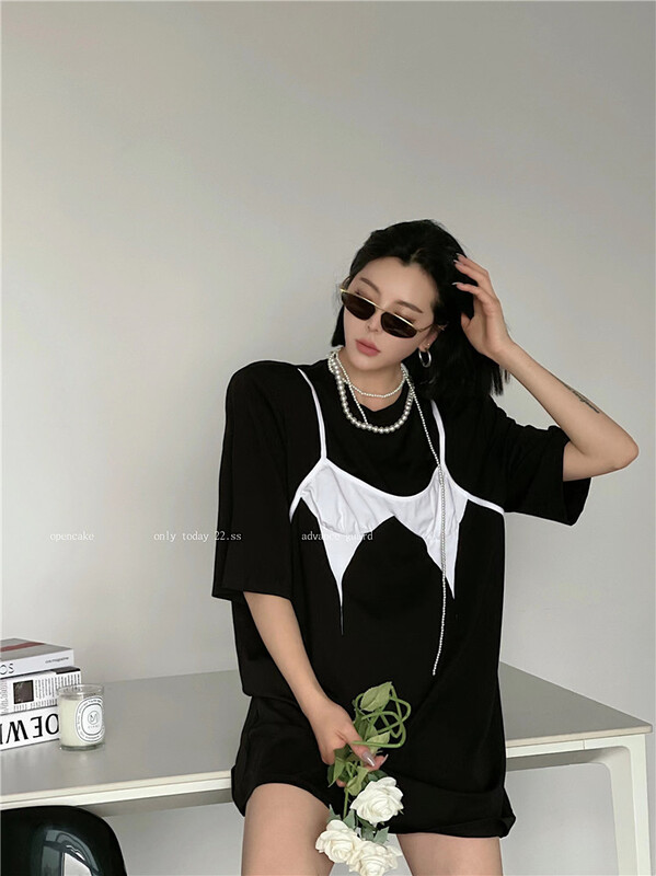 [open] simple and comfortable color matching dress 3855\ozq