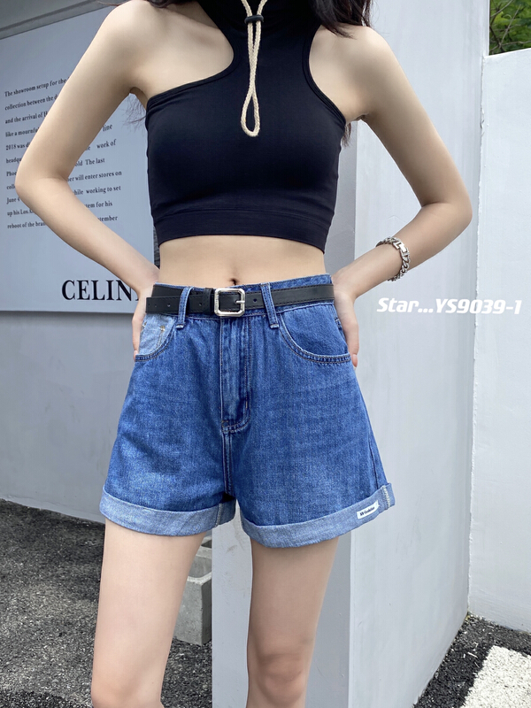 [star] Korean famous brand simple cuffed denim shorts (with belt) ys9039\cqw