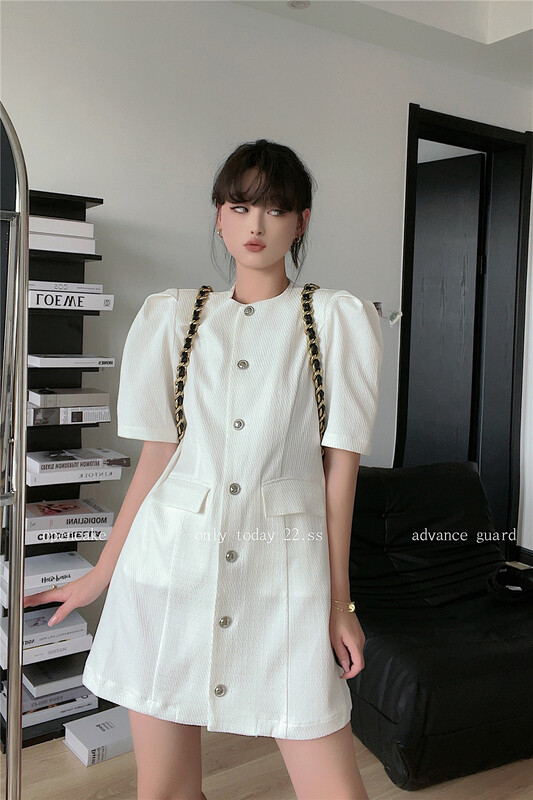 [open] single breasted clean classic dress 8823\ozq