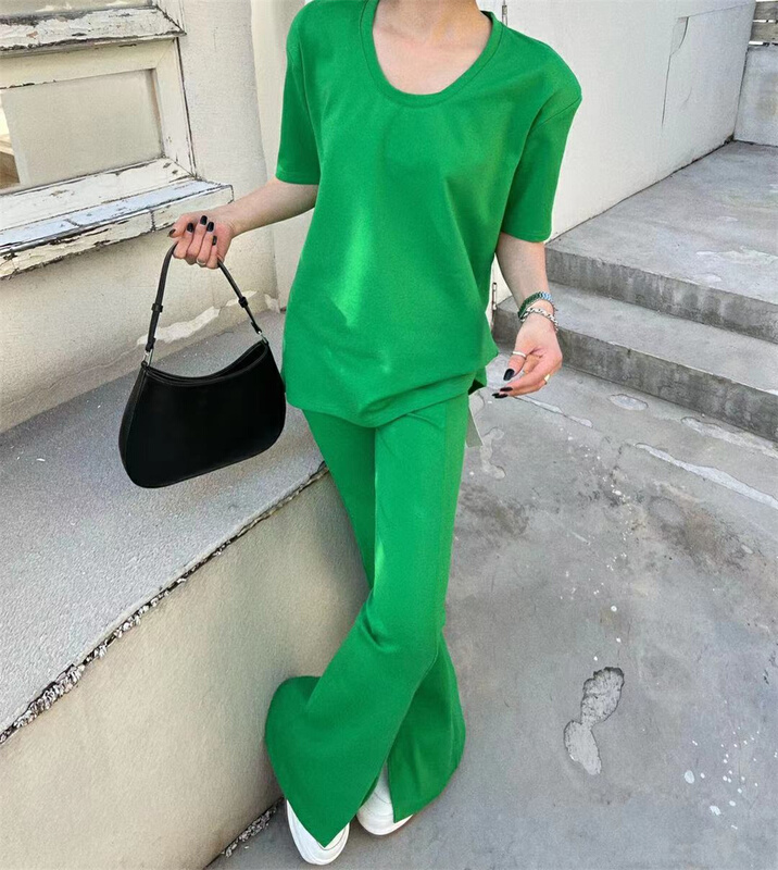 Original price 66.55! In early summer! [keep] Korean pure color split casual pants 7753\wtt