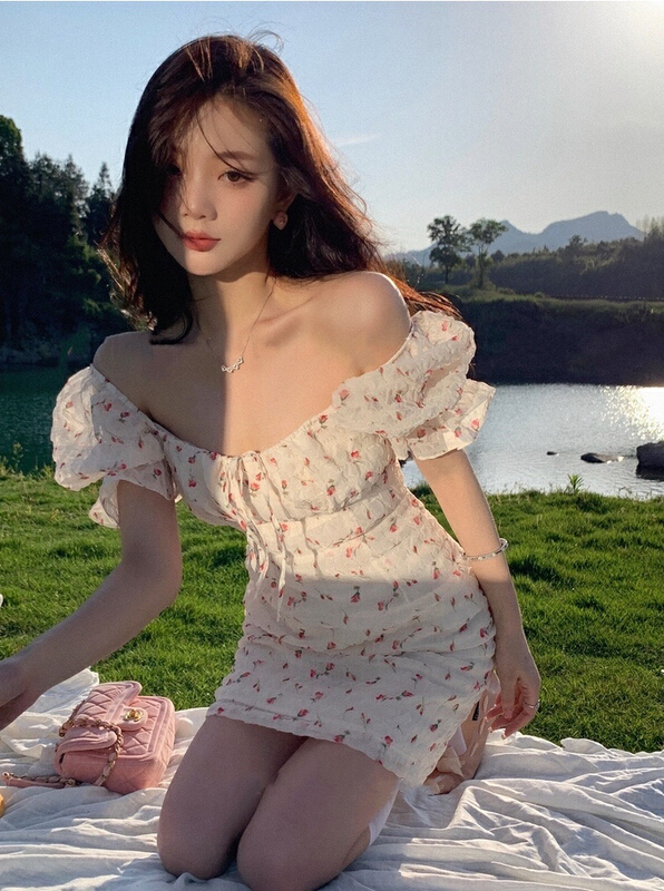 [w design] summer 2022 new sweet pure bubble flower short dress 38641\wpl