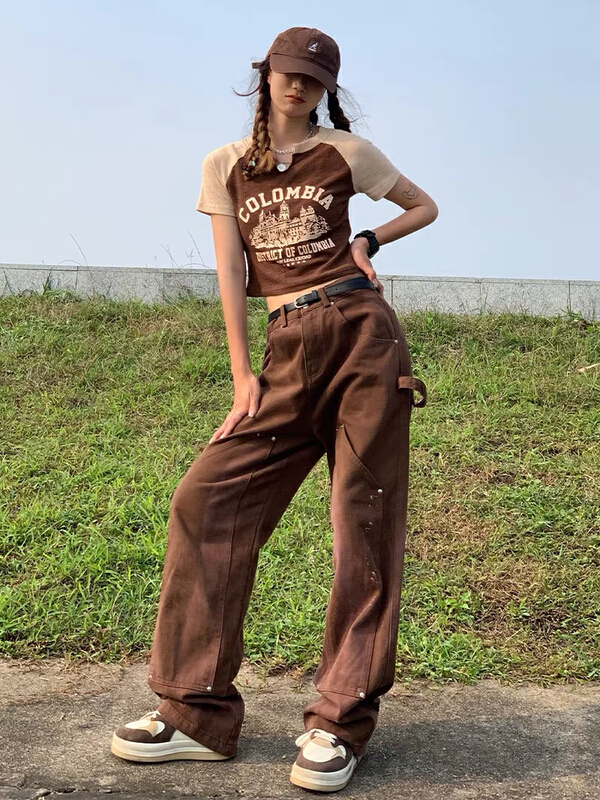 [lab eeda] design sense retro American street loose straight wide leg jeans 3181\ozq