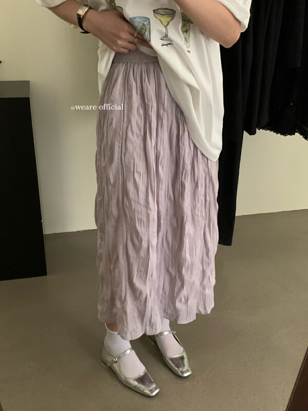 [we are] pleated elastic waist skirt 80082\zjy