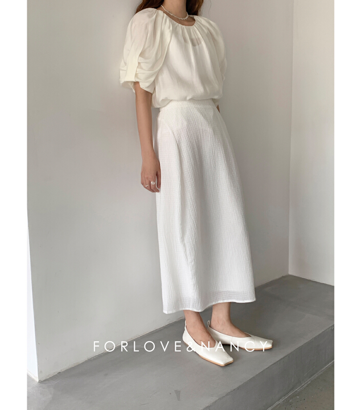 [forlove&nancy] small fresh gentle wind elastic waist solid color skirt na2bag083n\cqw