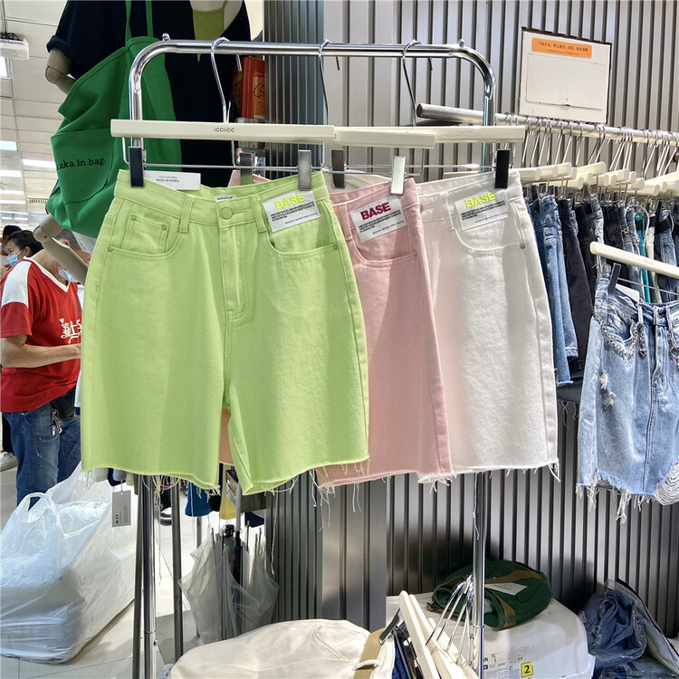 [icciicc] waist personalized label rough denim shorts 61057\cls