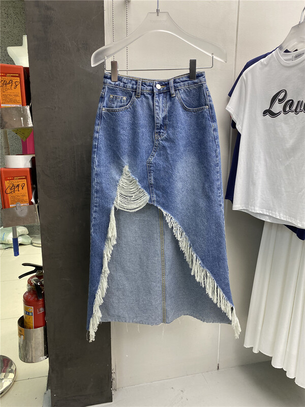 [tomorrow] Street trend irregular design rough denim skirt 662\ozq
